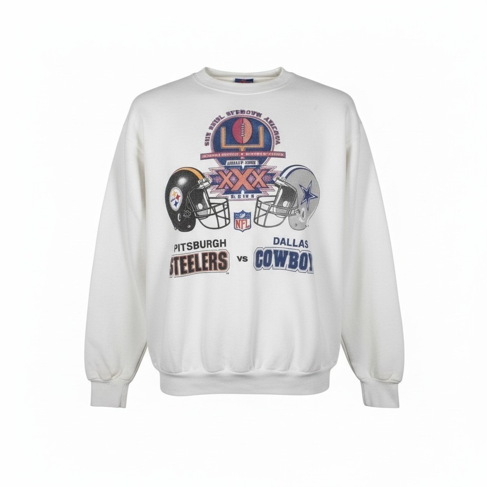 Vintage 1996 Super Bowl XXX Sweatshirt Pittsburgh Steelers vs Dallas Cowboys A1